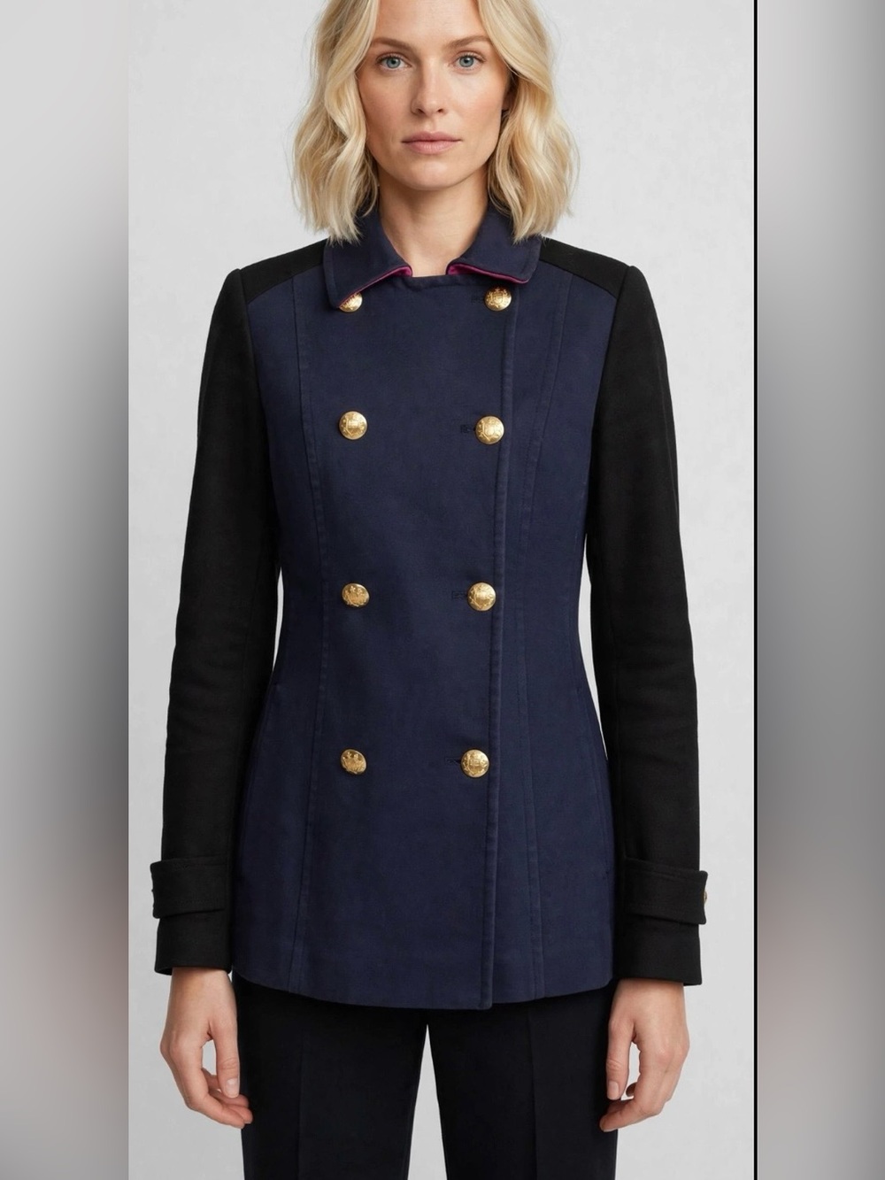 Naval Cotton Brass Button Pea Coat